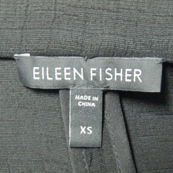 Eileen Fisher Black Textured Silk Blend Jacket Women Size XS Magnetic Snap Front - Picture 9 of 13